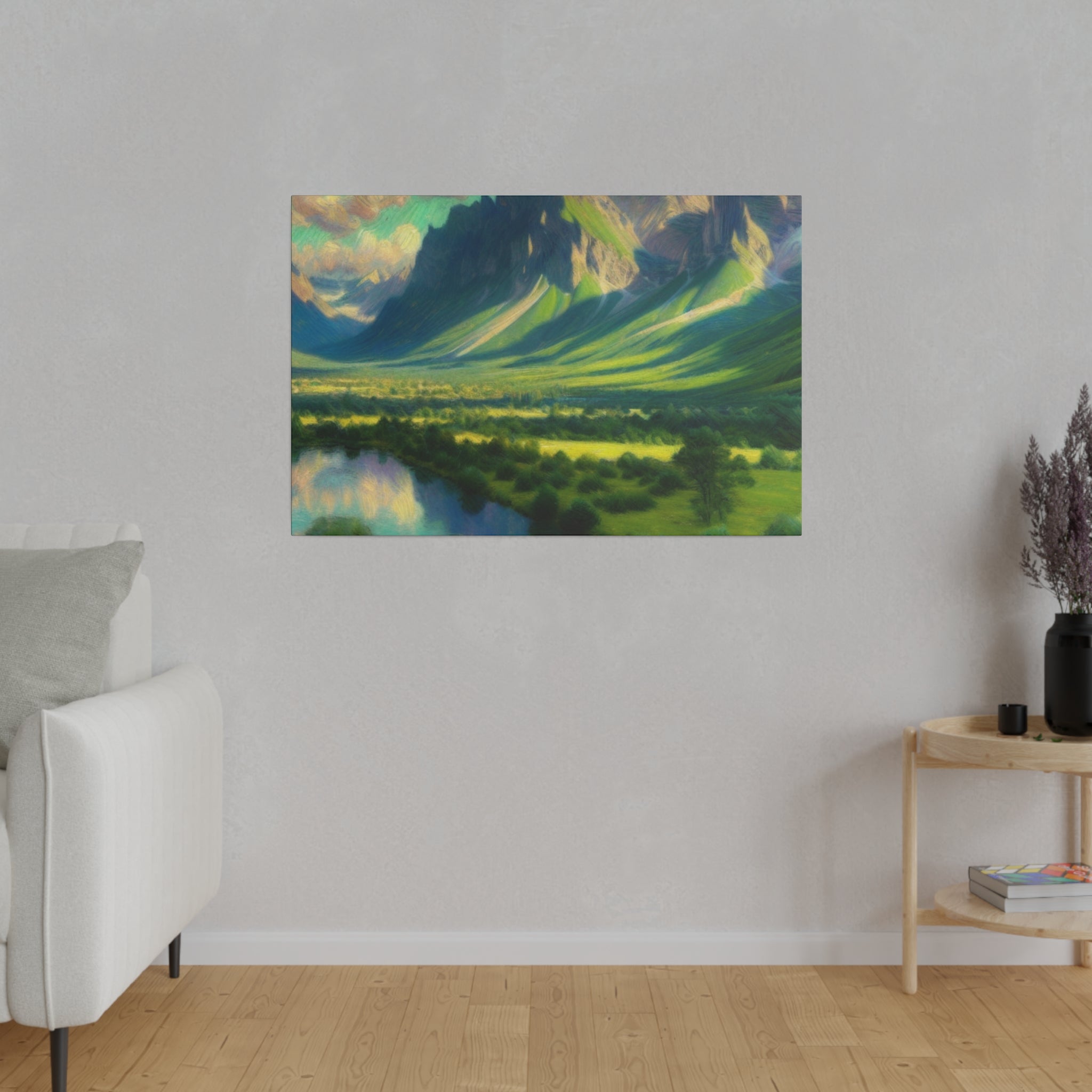 Lush Valleys Mountain Landscape Painting Canvas