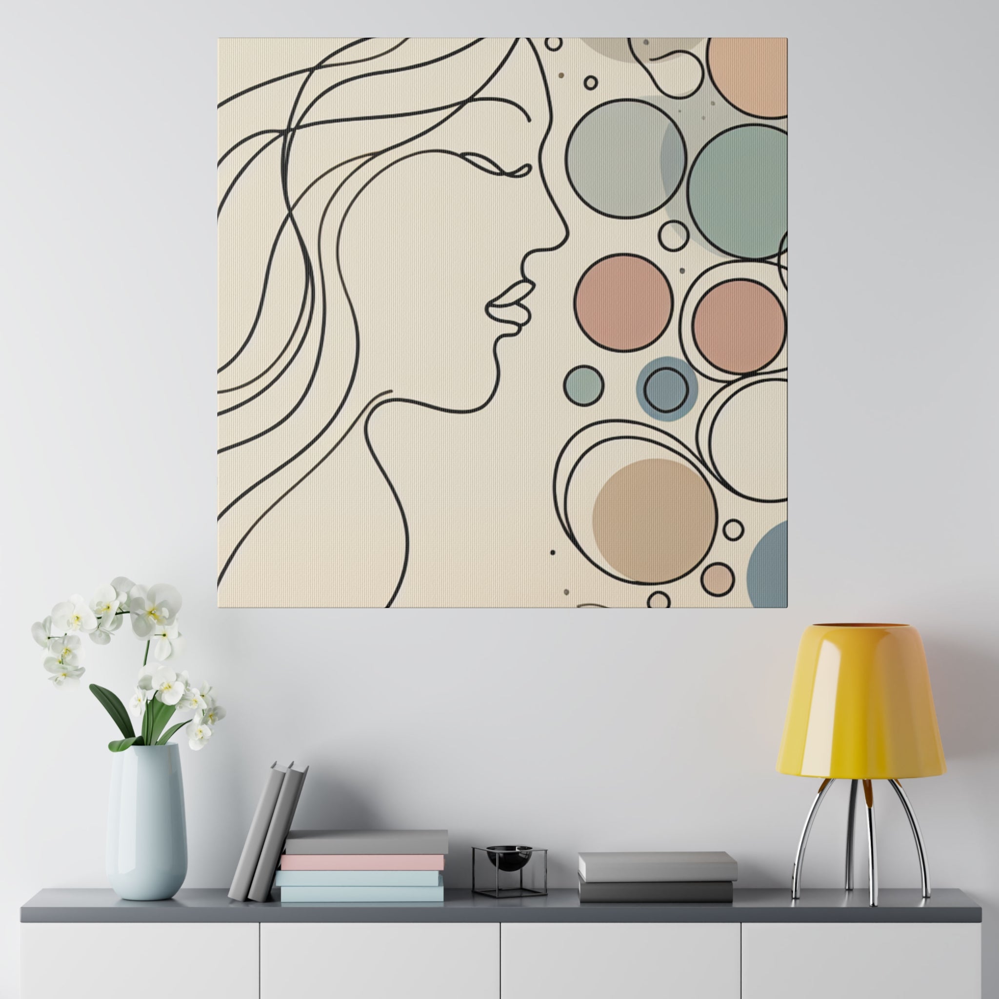 Boho Grace Mosaic Line Art Boho Style Wall Decor Canvas