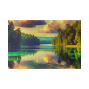 Serene Lakeside Reverie Lake Painting Canvas