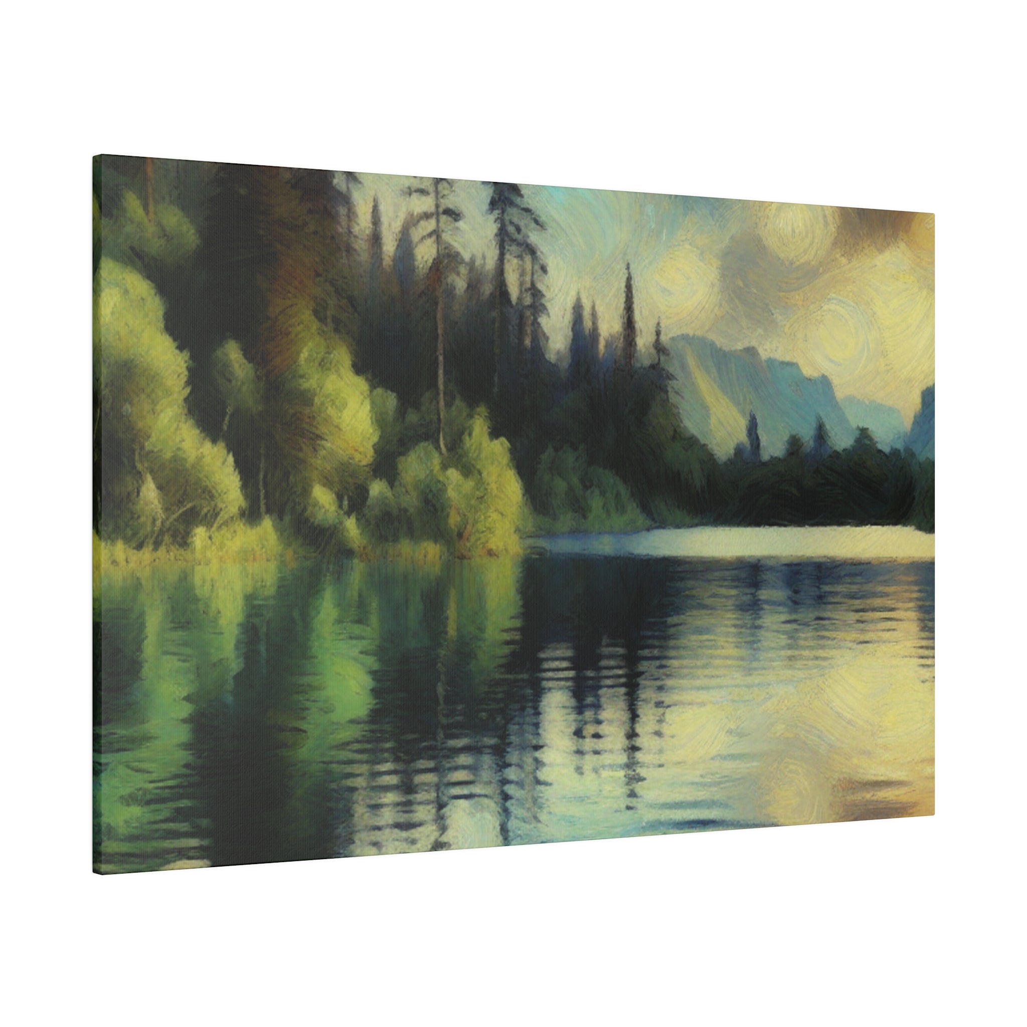 Serene Waterscape Reverie Lake Painting Canvas