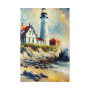 Misty Beacon Coastal Wall Art Lighthouse Painting Canvas