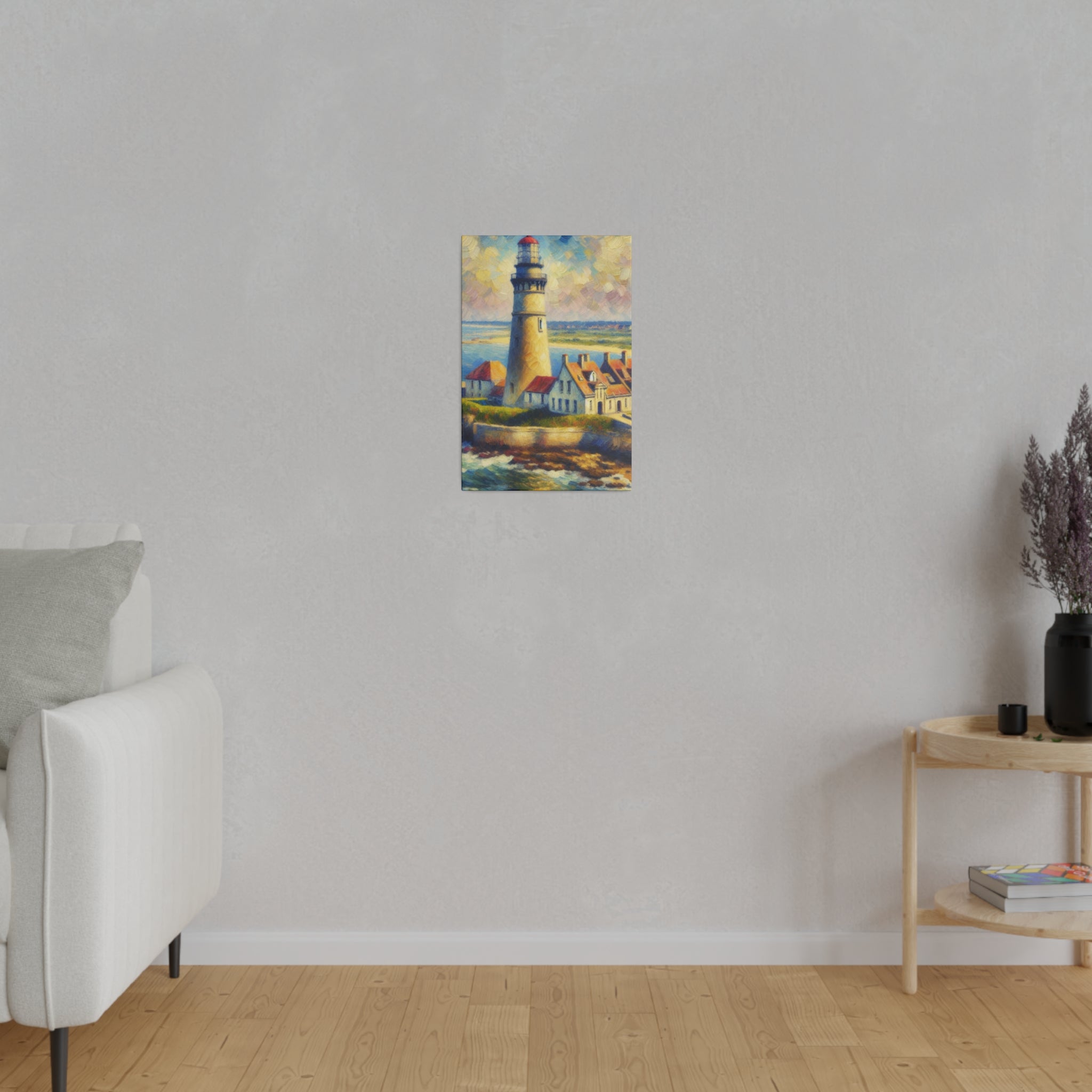 Luminous Beacon Coastal Wall Art Lighthouse Painting Canvas