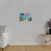 Majestic Peaks River Mountain Landscape Painting Canvas