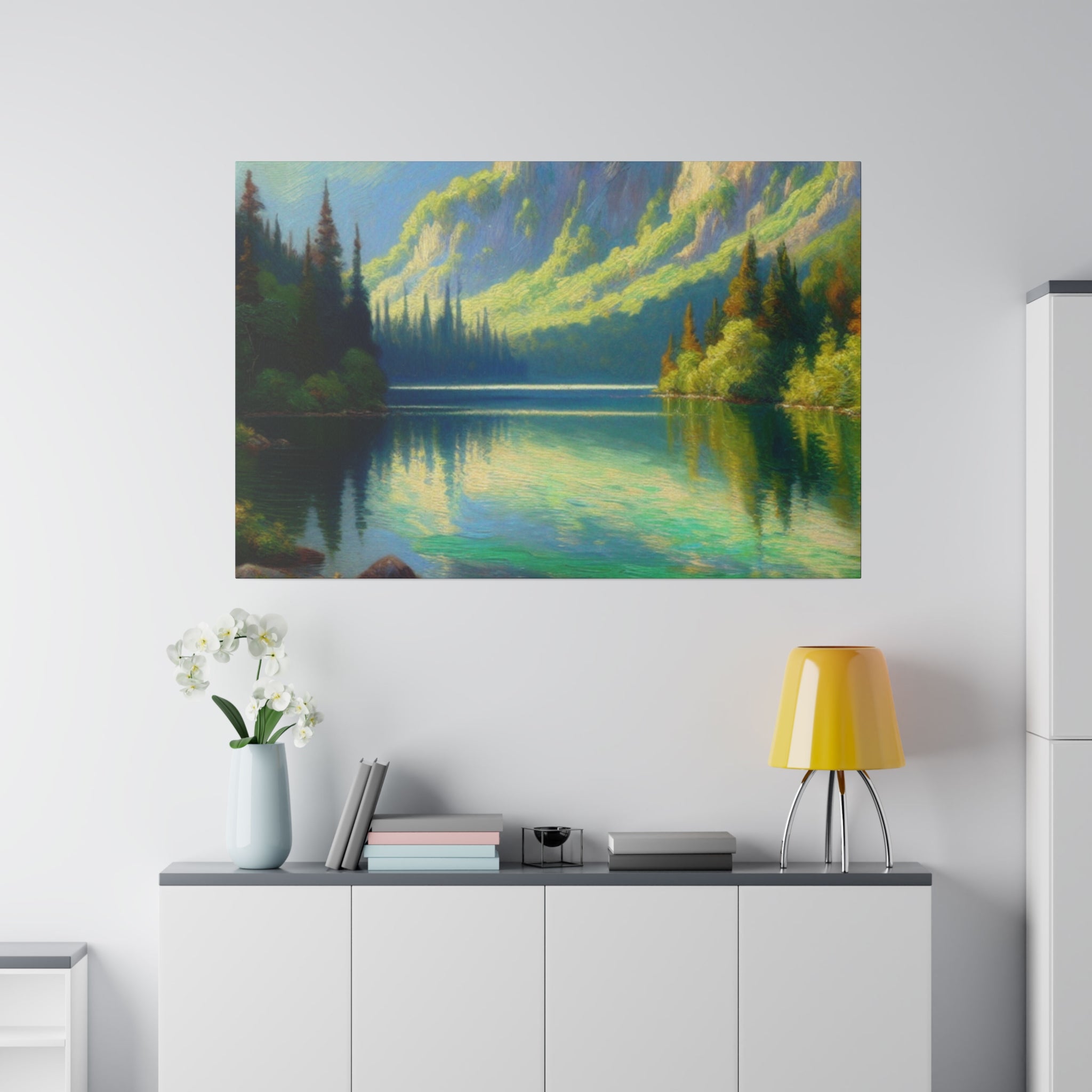 Serenity Lake Mirage Lake Painting Canvas