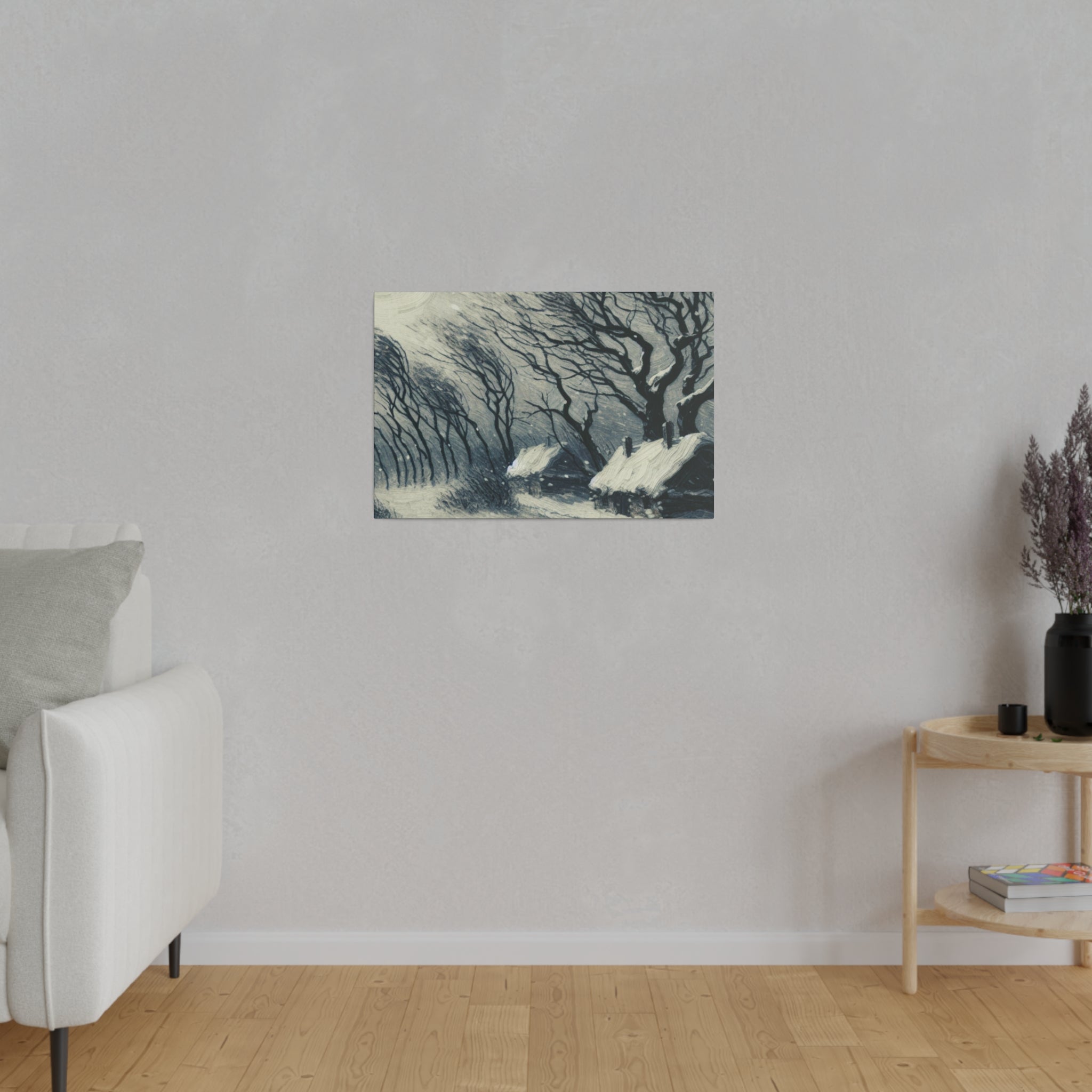 Remote Cottages Snowscape Winter Painting Canvas