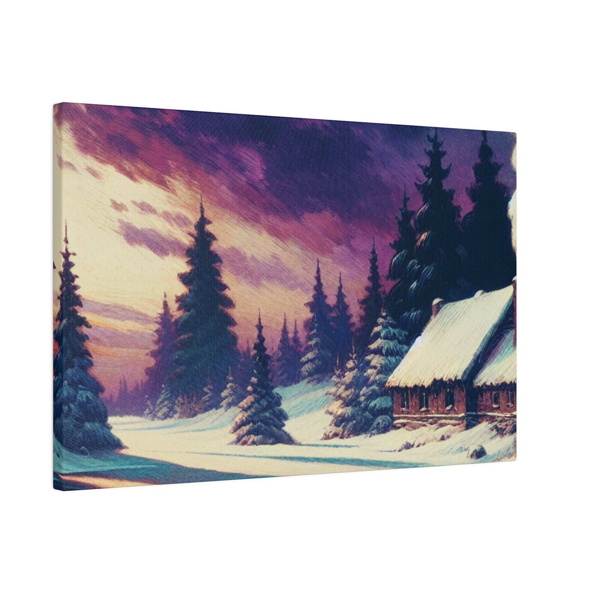 Indigo Sky An Expressionist Vintage Snowscape Winter Painting Canvas