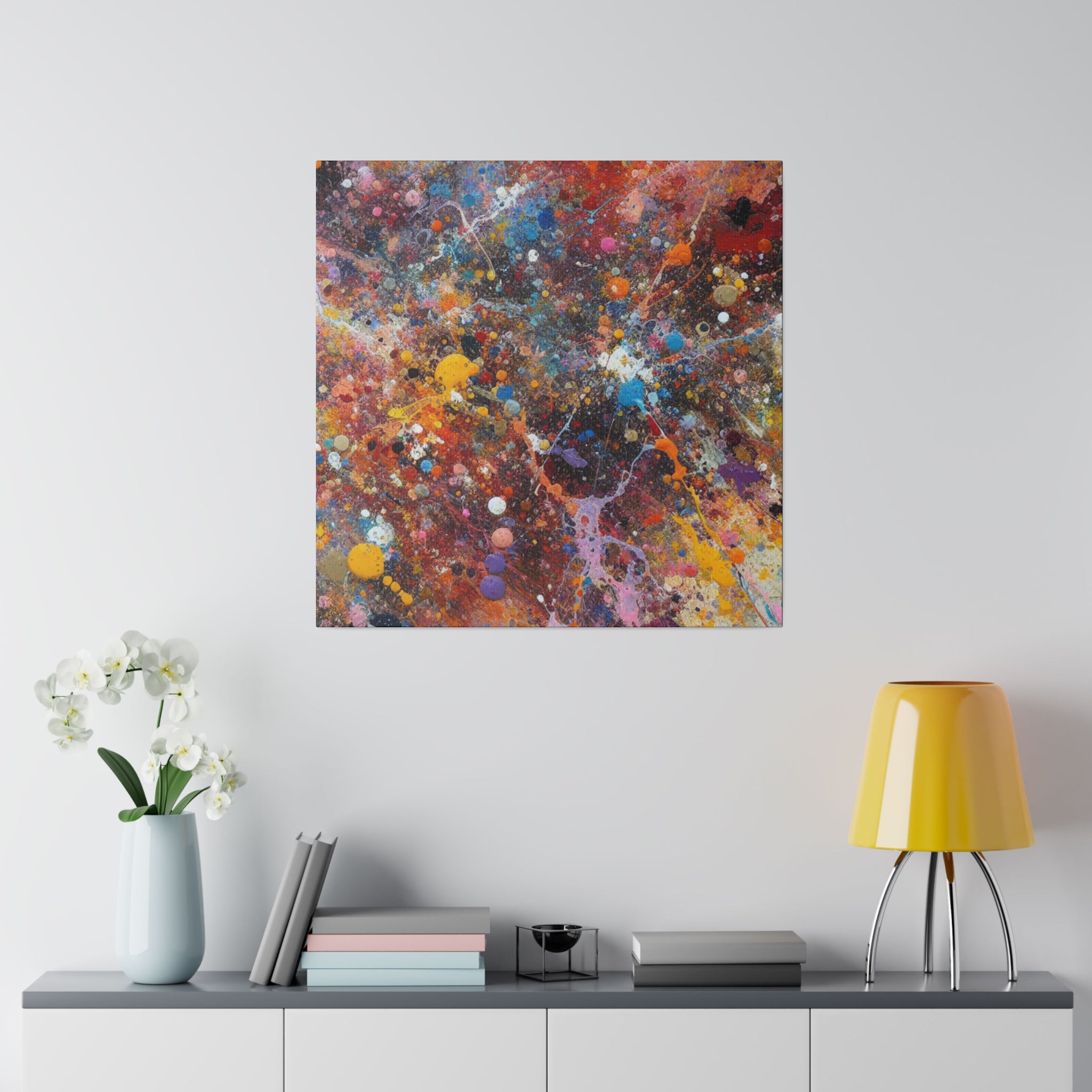 Blue and Fiery Red Expressionist Artwork Abstract Wall Art Canvas