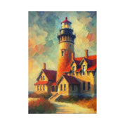 Luminous Beacon Of Light Coastal Wall Art Lighthouse Painting Canvas