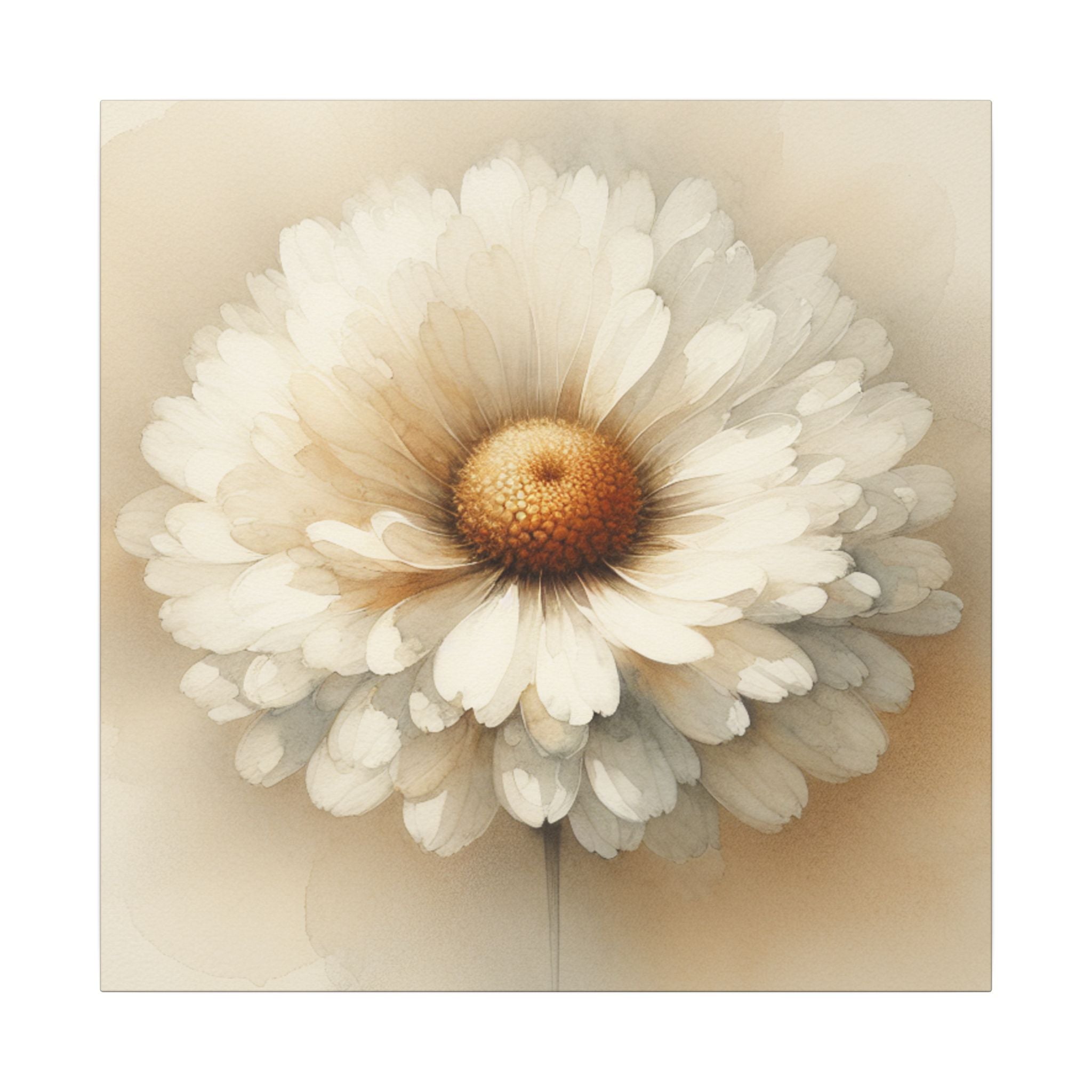 White Daisy Watercolor Canvas