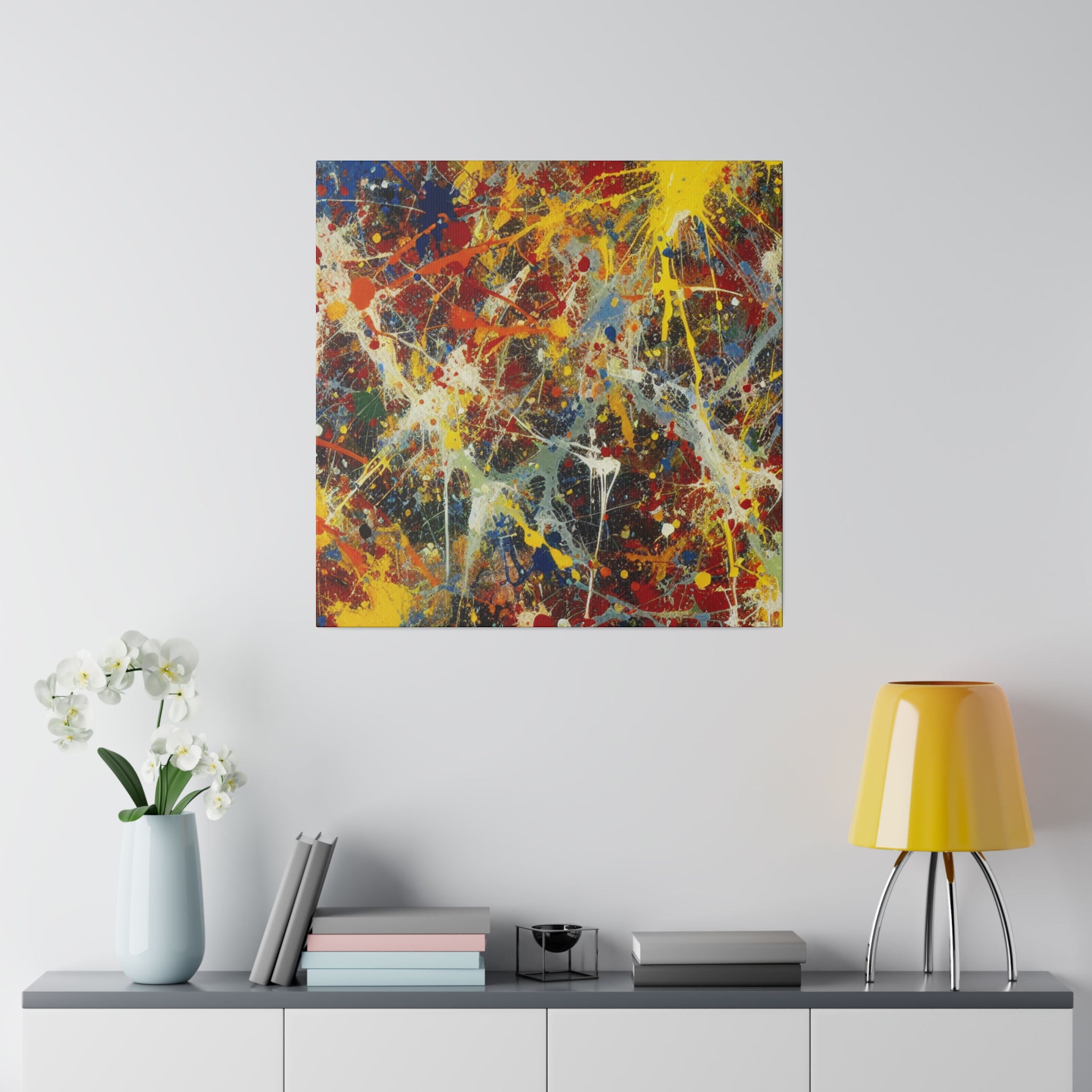 Multicolor Splatter Painting Expressionist Abstract Wall Art Canvas