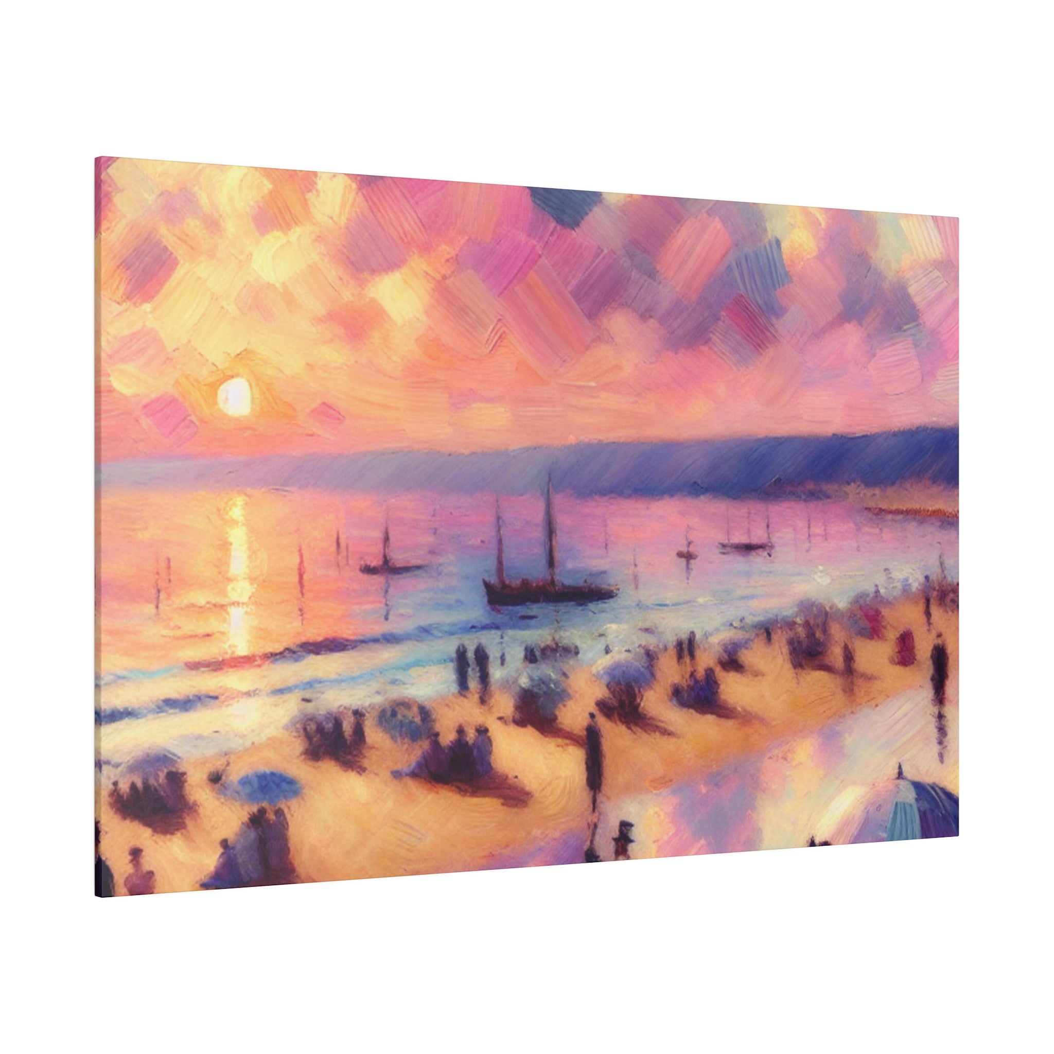 Serene Shorescape Pastel Colored Beach Painting Canvas