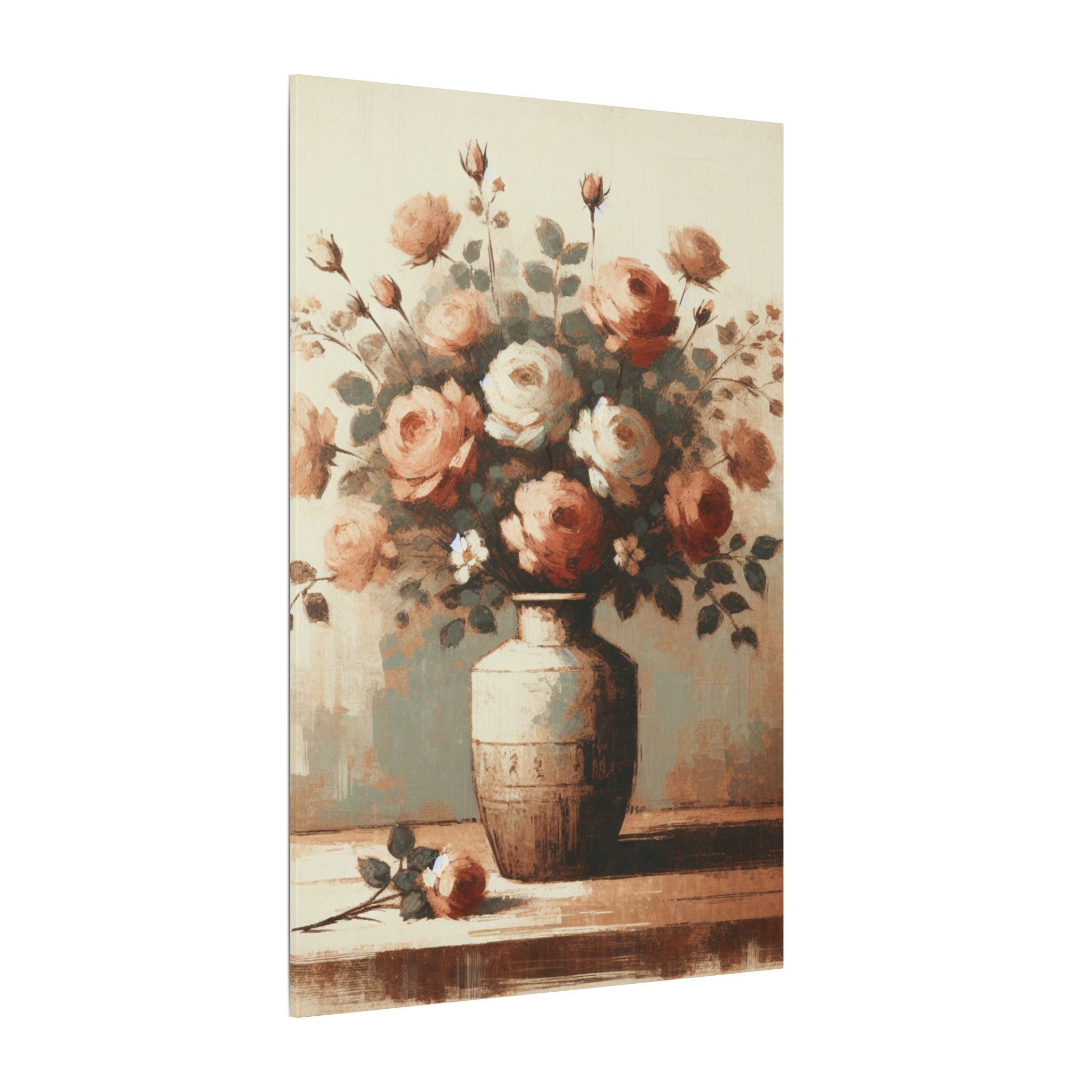 Vintage Roses Vase Canvas