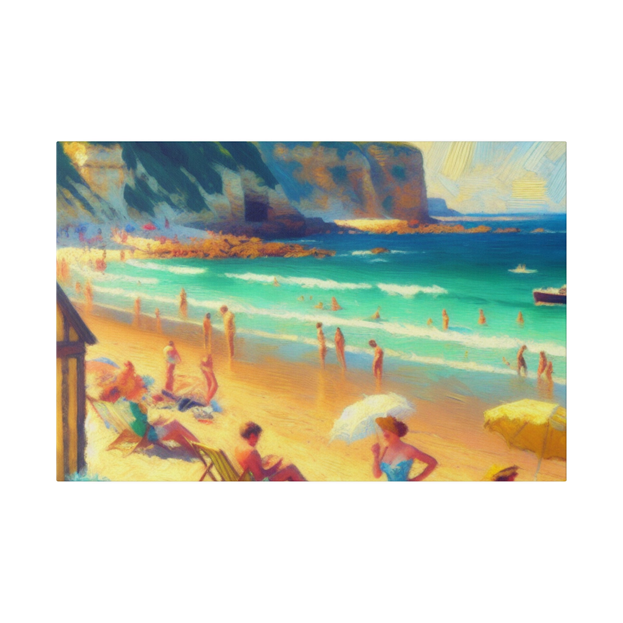 Vintage Coastal Reverie Beach Landscape Painting Canvas