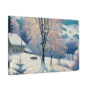 Frosty Epoch Cabin Snowscape Winter Painting Canvas