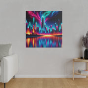 Surreal Neon Art Cityscape City Painting Canvas