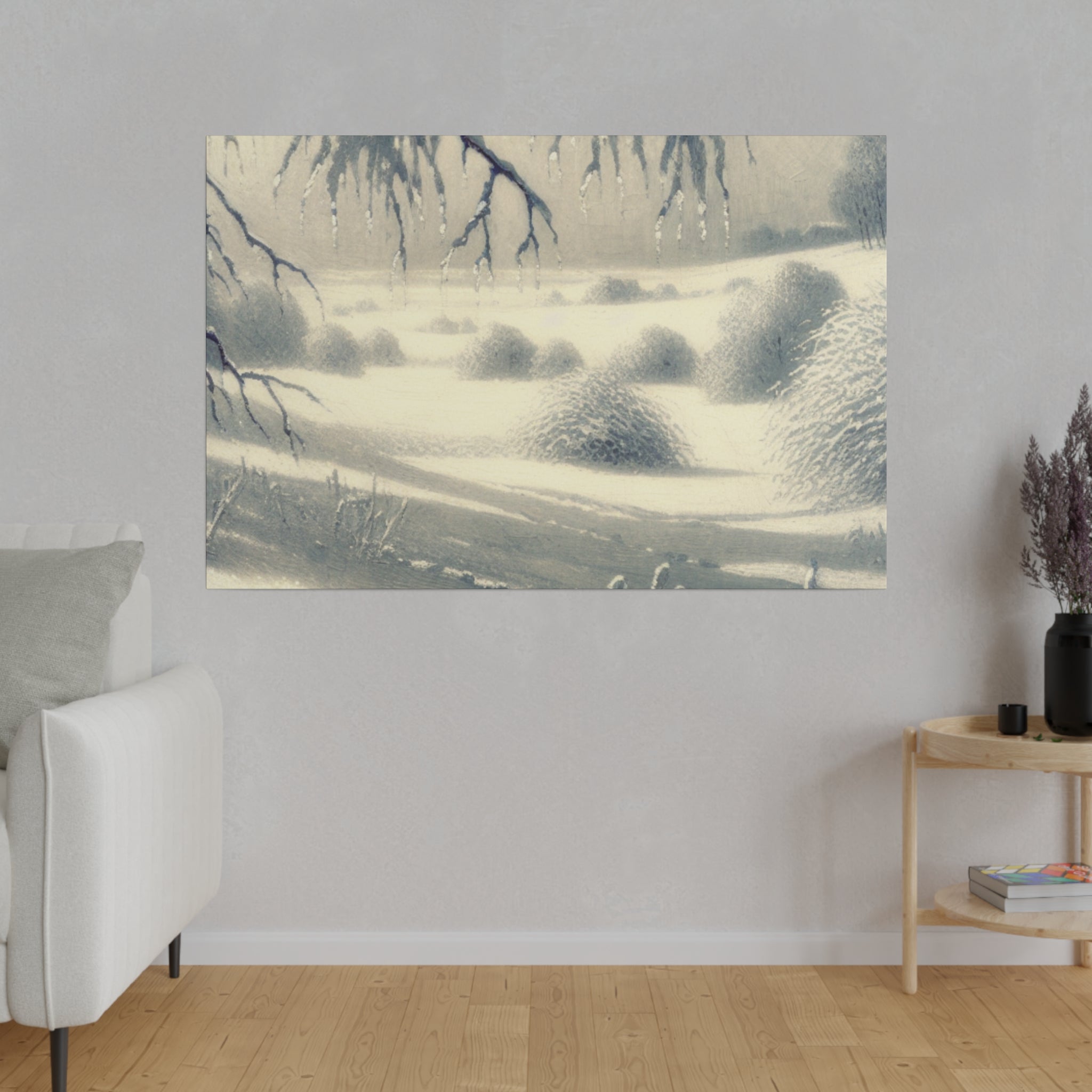 Silver Daylight Shimmers Snowscape Winter Painting Canvas