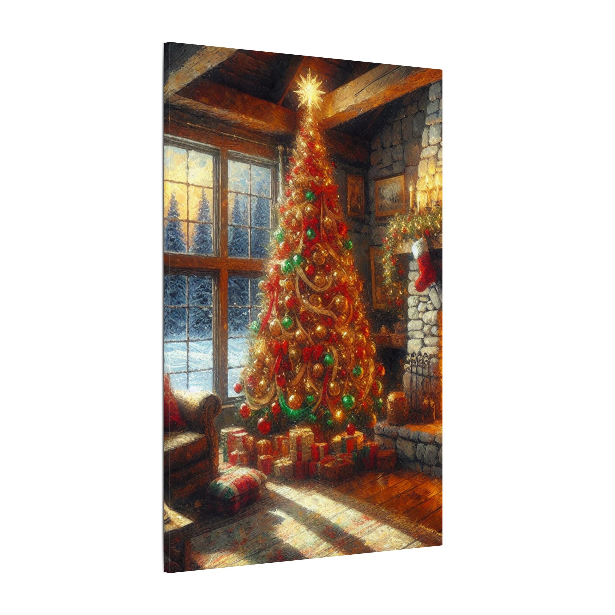 Cozy Christmas Living Room Canvas