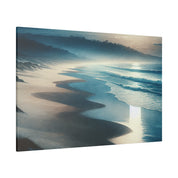 Blue Tranquil Tonalism Beach Painting Canvas