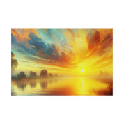 Tranquil Water Nature Sunrise Painting Canvas