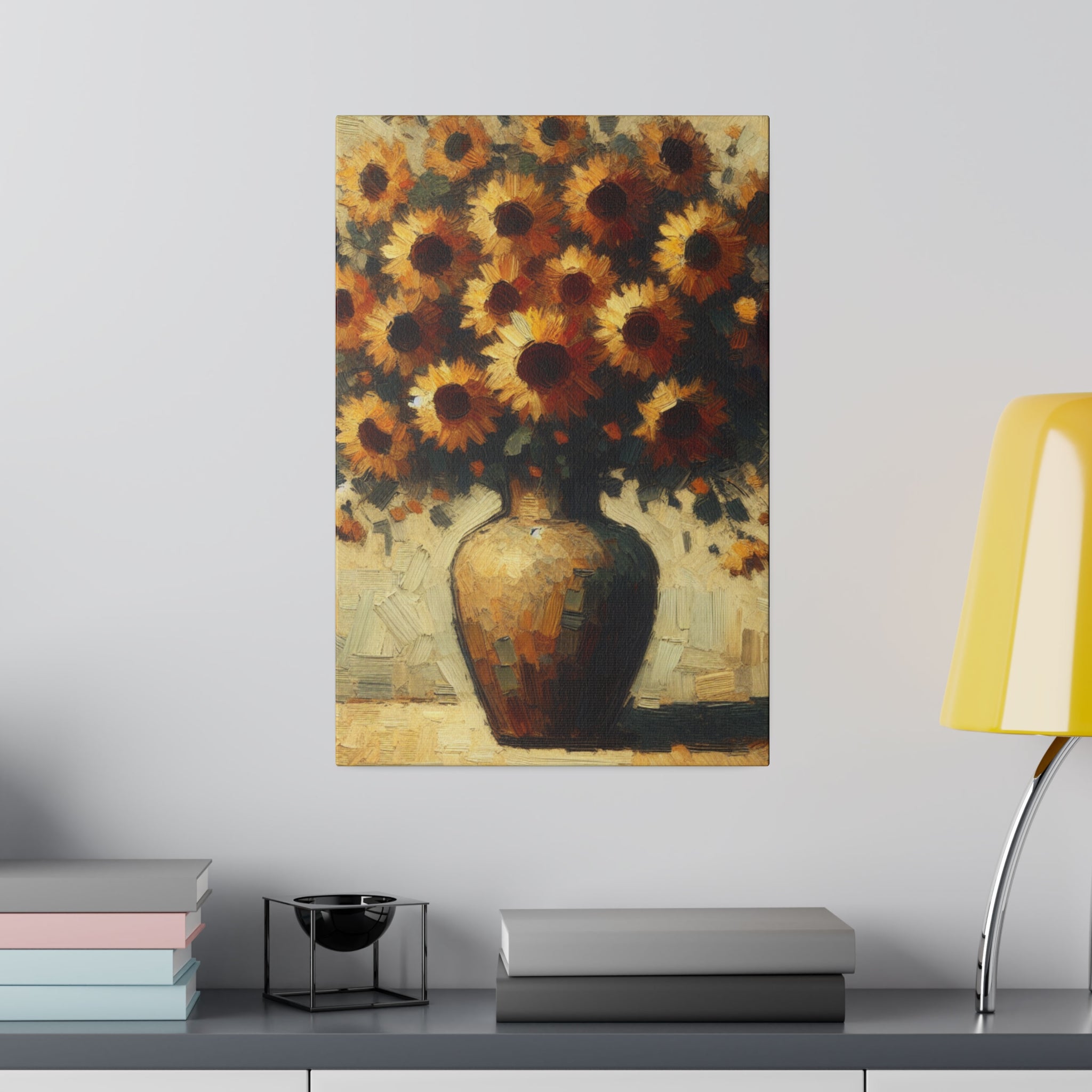 Timeless Blossoms Flowers In Vase Sunflower Painting Canvas