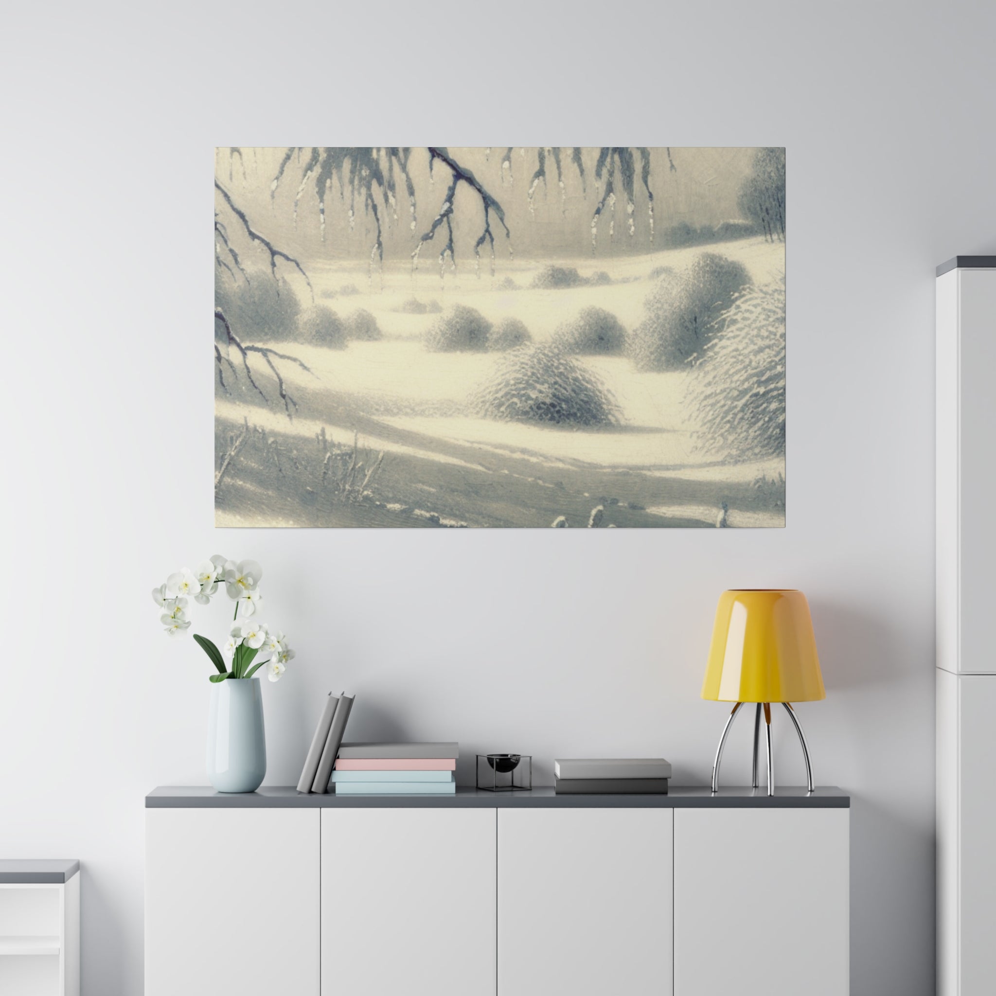 Silver Daylight Shimmers Snowscape Winter Painting Canvas