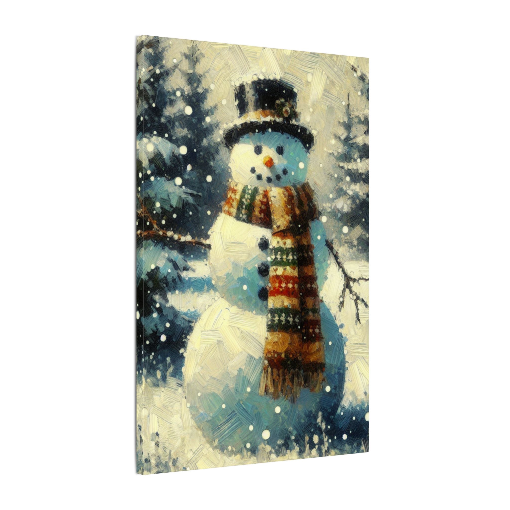 Snowman in Winter Field Canvas