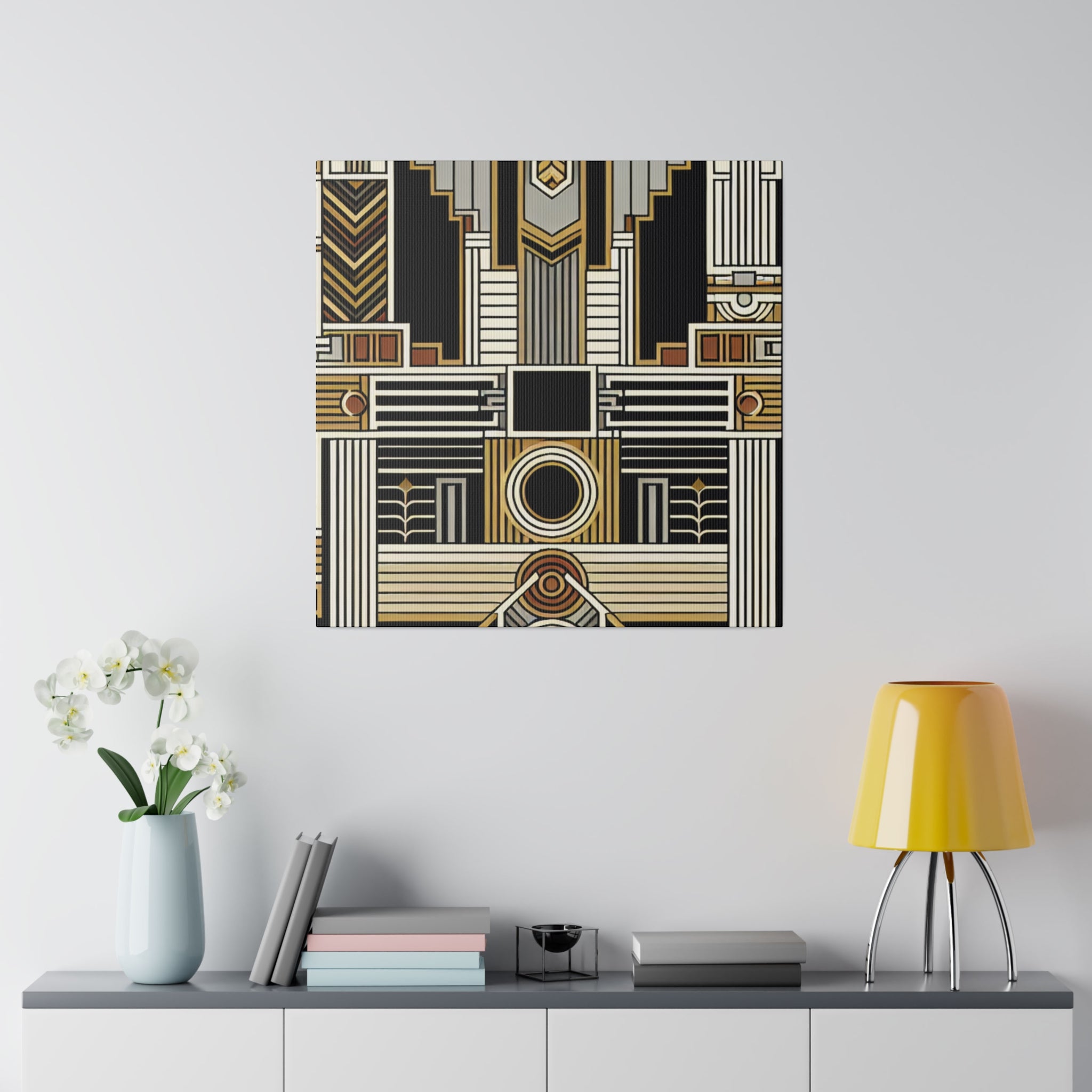 Deco Elegance Lattice Pattern Art Deco Wall Art Canvas