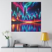 Surreal Neon Art Cityscape City Painting Canvas