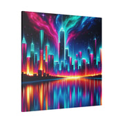 Surreal Neon Art Cityscape City Painting Canvas