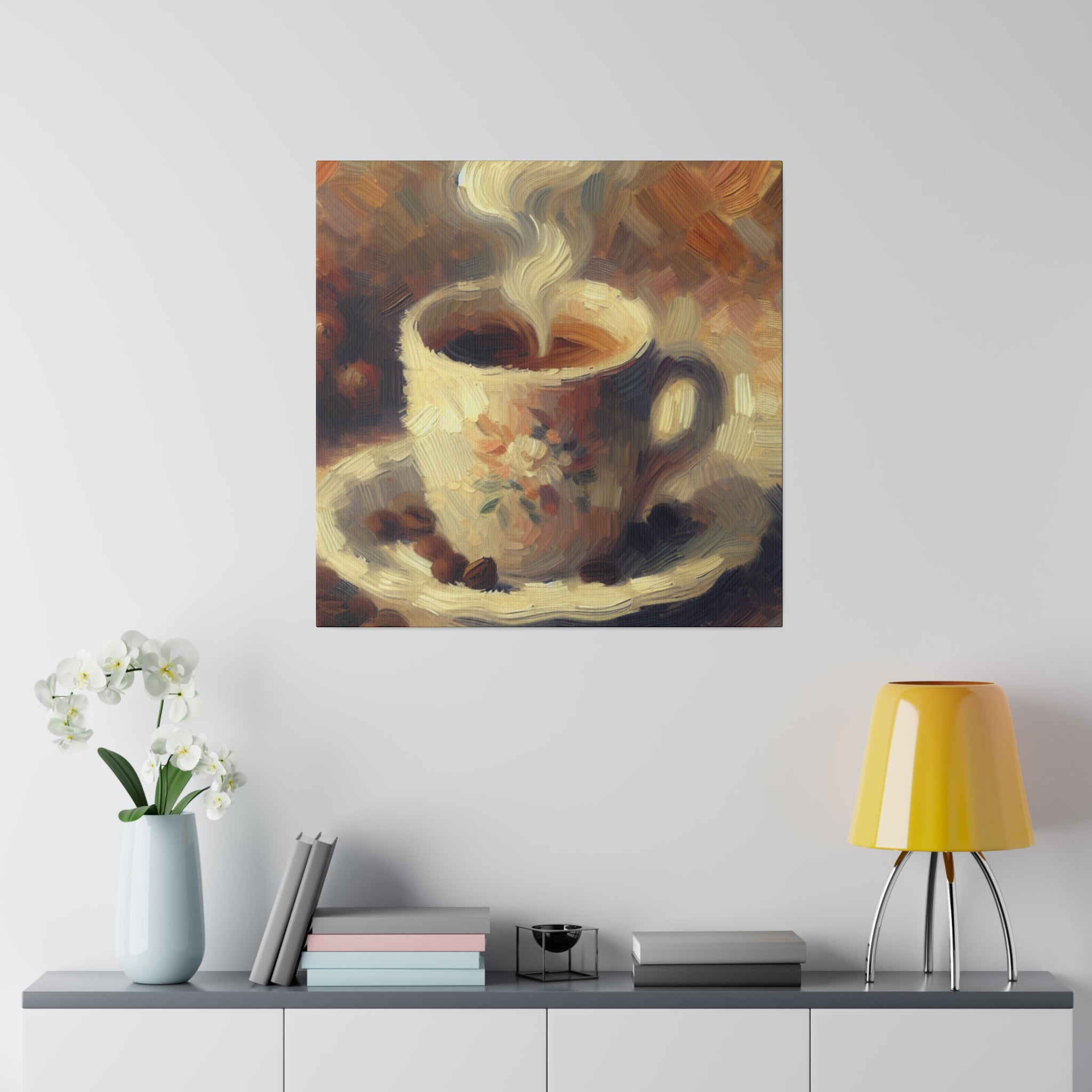 Sweep of Espresso Brushstrokes Cafe Artwork Coffee Painting Canvas