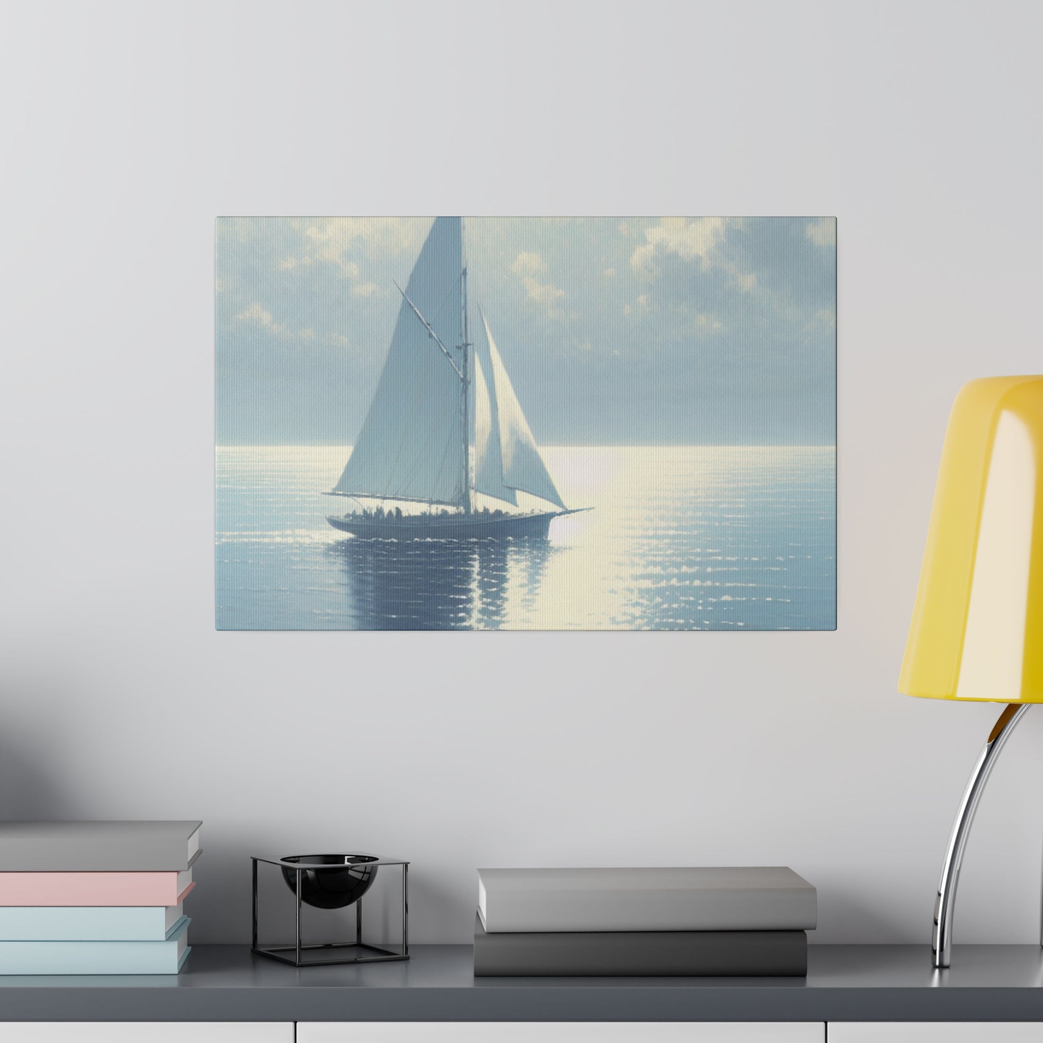 Serene Voyage Sailboat Painting Canvas