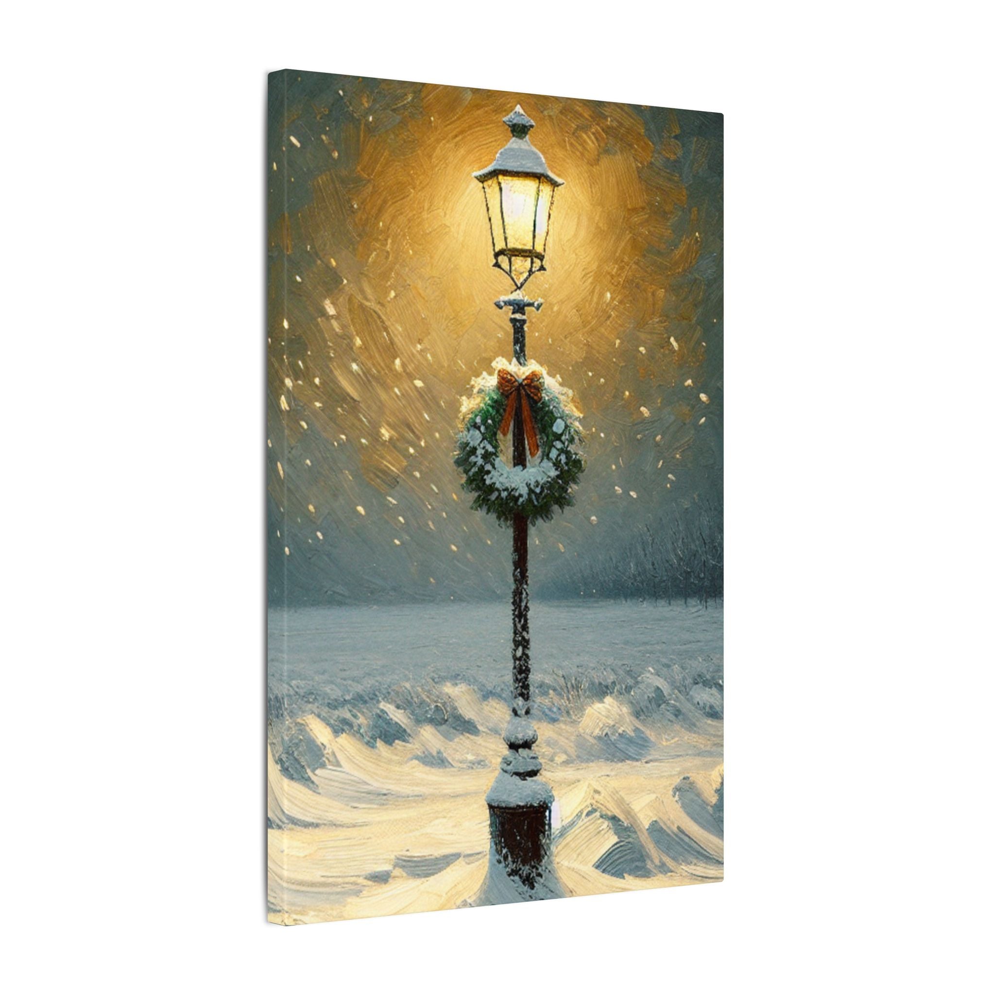 Winter Night Christmas Lamp Canvas