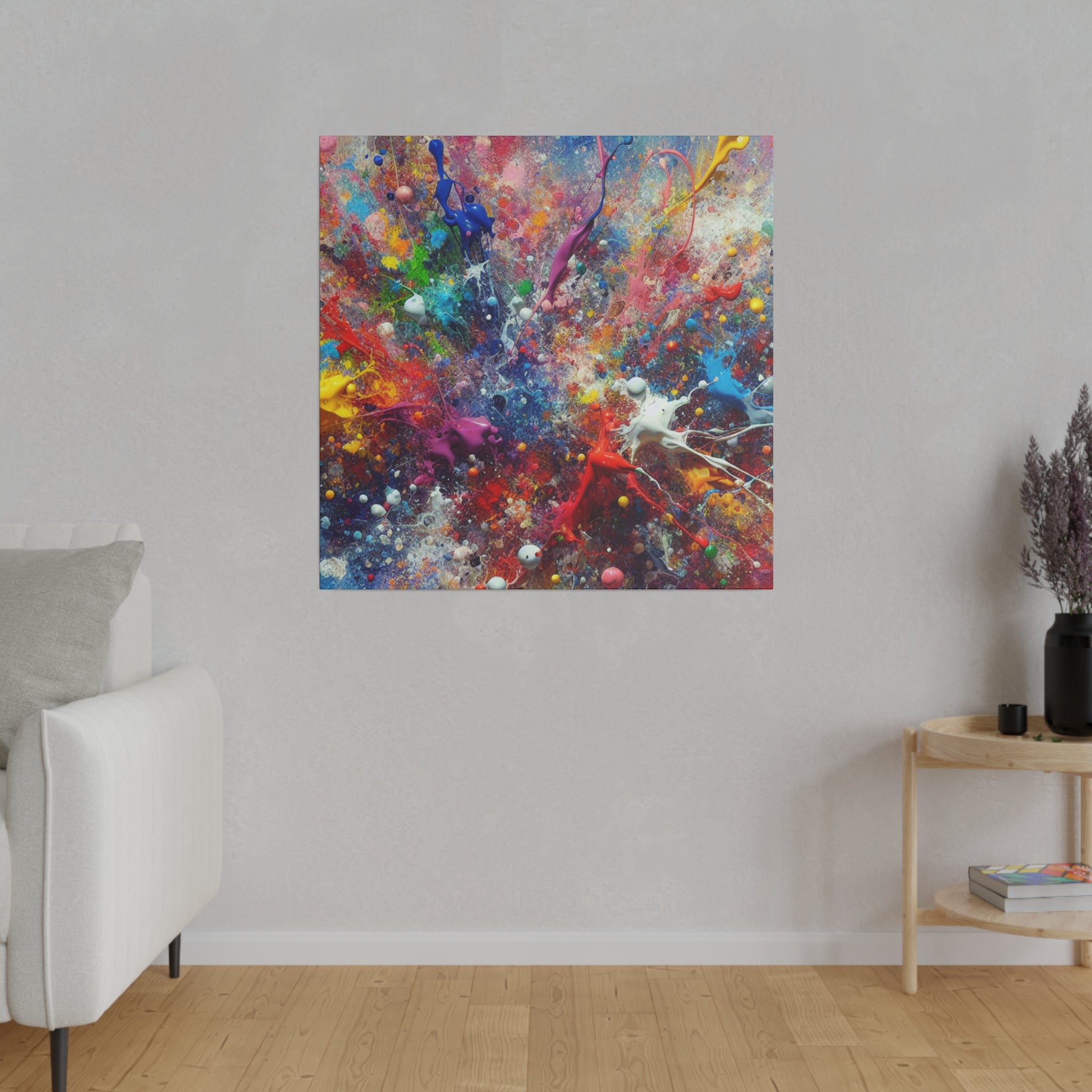 Splatter Art | Rainbow Splash Wall Art | Abstract Painting Canvas