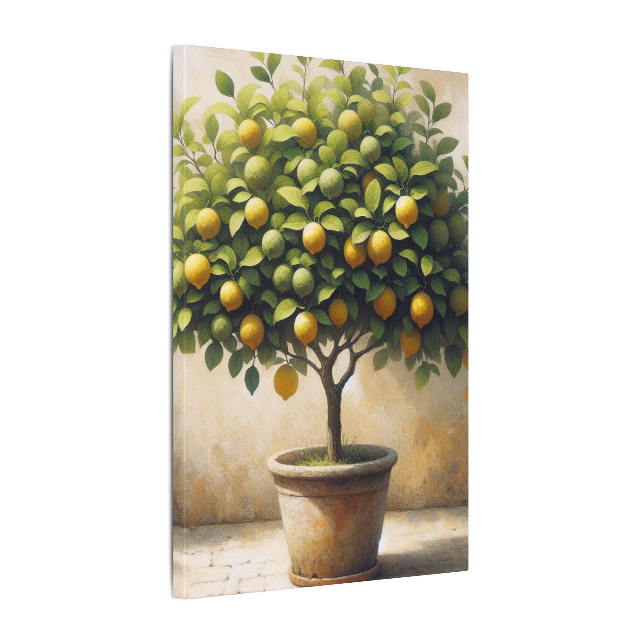 Potted Lemon Tree Rustic Canvas