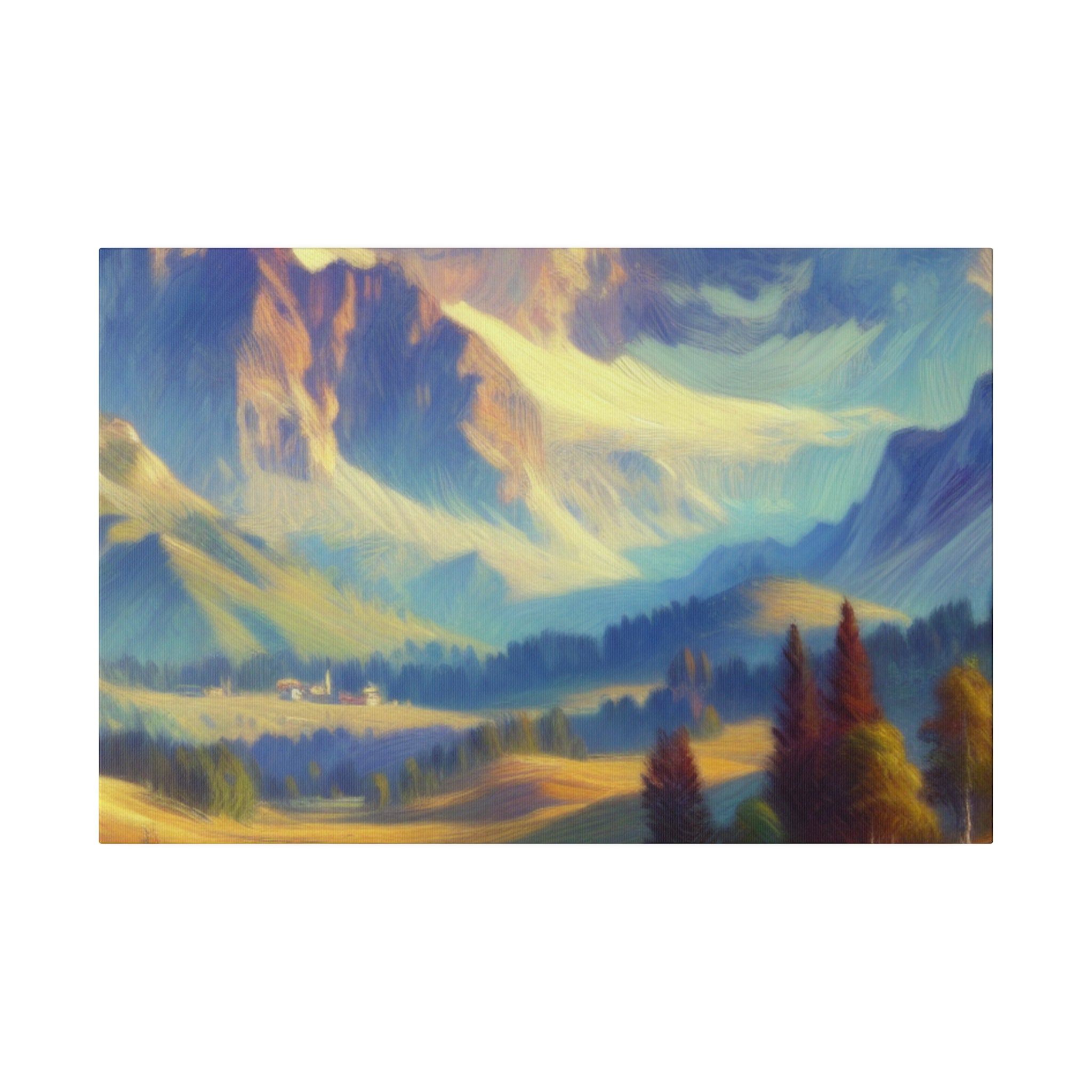 Impressionist Echoes of Majestic Peaks Mountain Landscape Painting Canvas