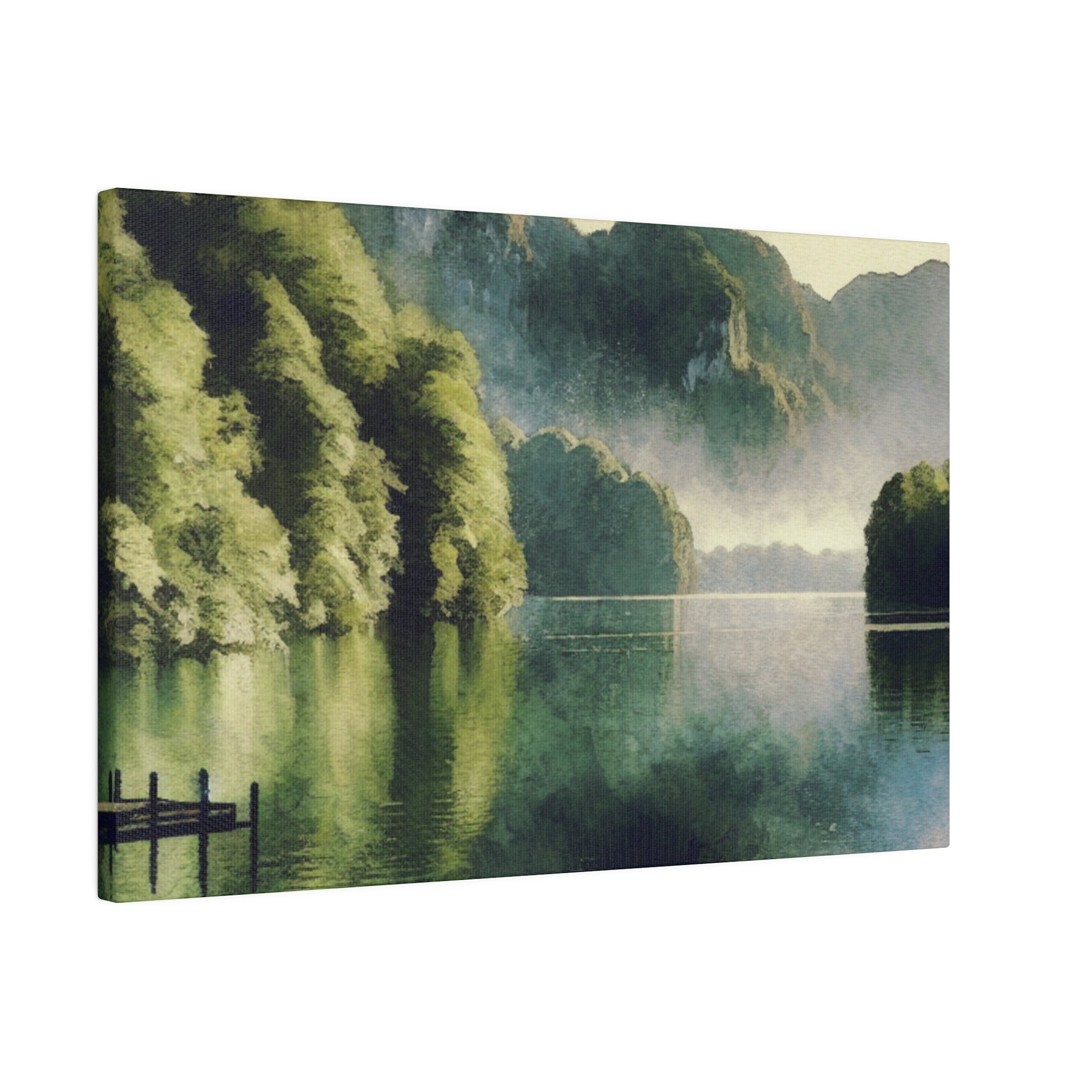 Serene Solitude Lake Whispers Lake Painting Canvas