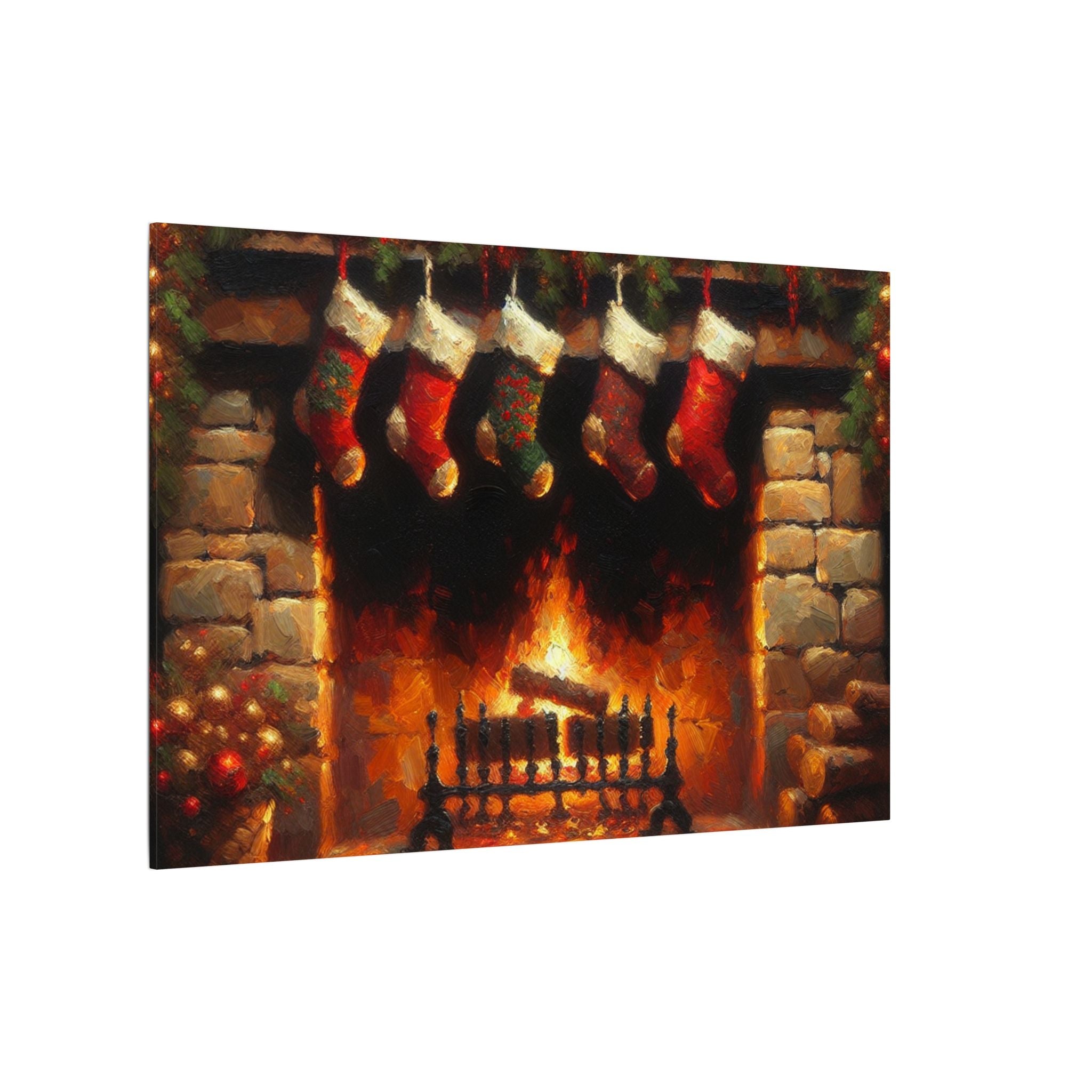 Holiday Fireplace Glow Canvas