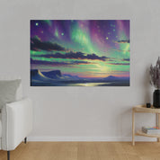 Northern Lights Painting | Aurora Ice Caps Scene | Winter Artwork Canvas