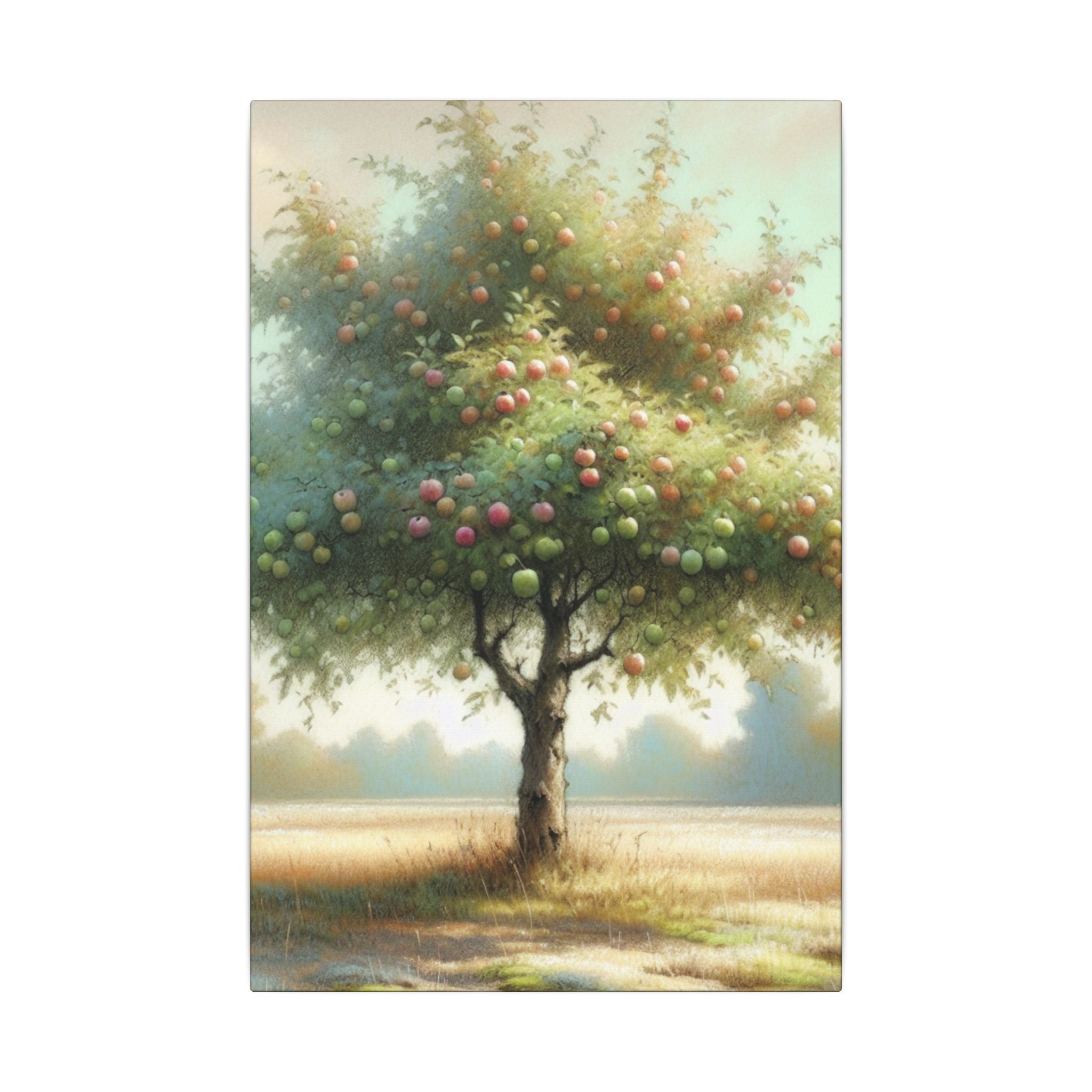 Apple Tree in Meadow Watercolor Canvas