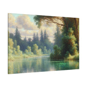 Serene Waterscape Symphony Lake Painting Canvas