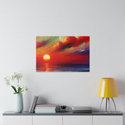 Ember Horizon Whispers Red Purple Sunset Painting Canvas