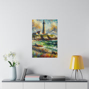 Beacon Brushstrokes Coastal Wall Art Lighthouse Painting Canvas