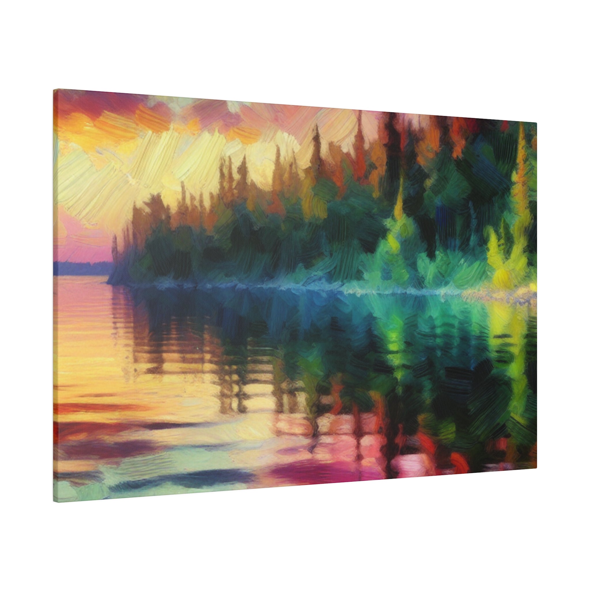 Reflective Solitude Lake Painting Canvas