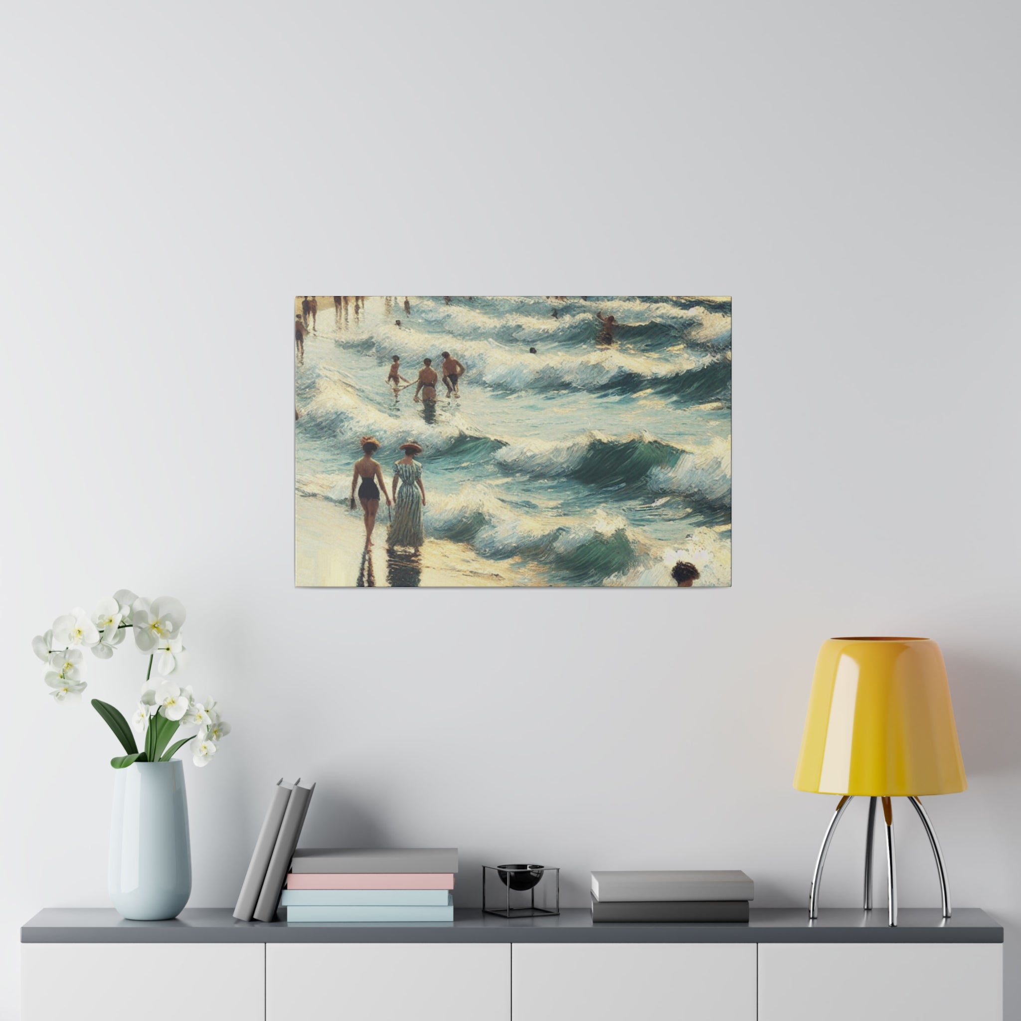 Seaside Reverie in Warm Pastels Vintage Beach Painting Canvas