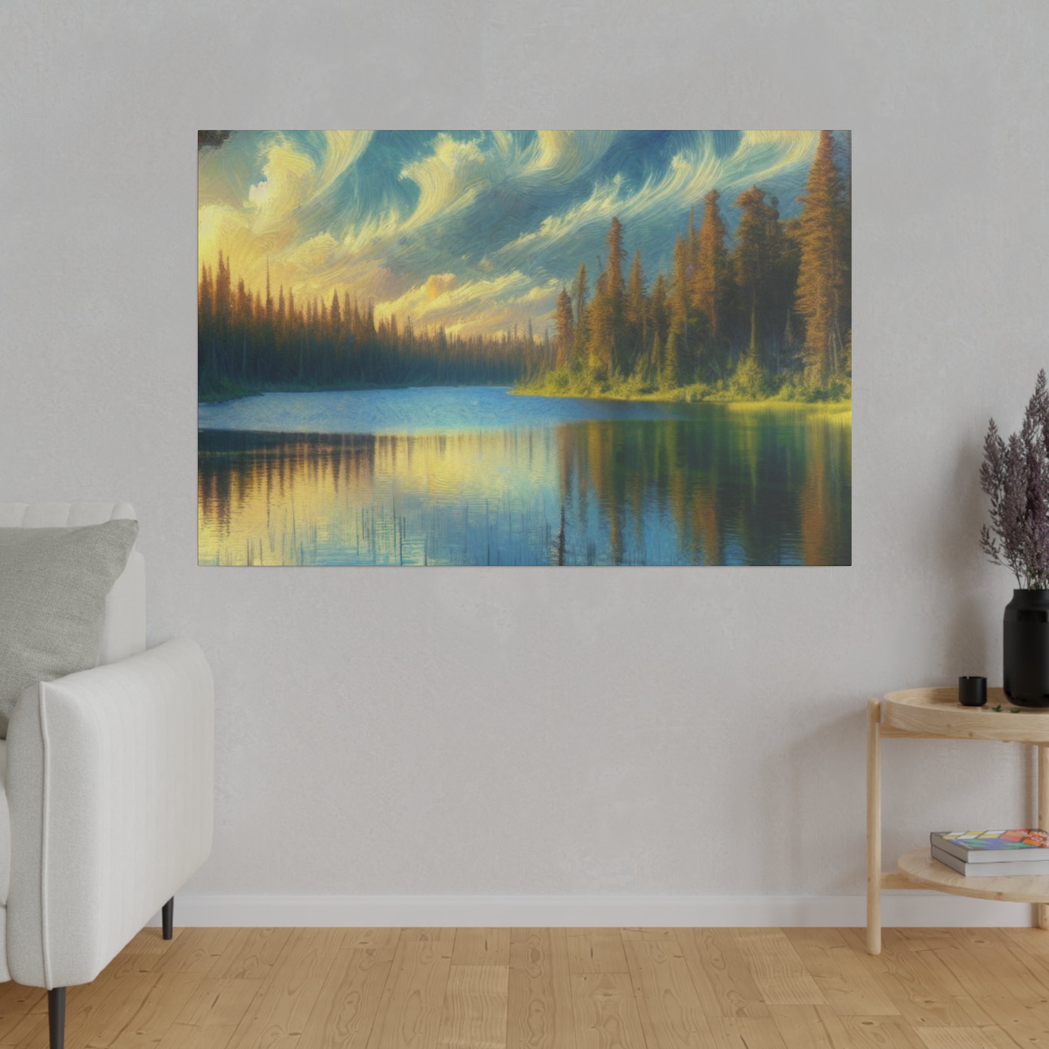 Lake In Solitude Lake Painting Canvas