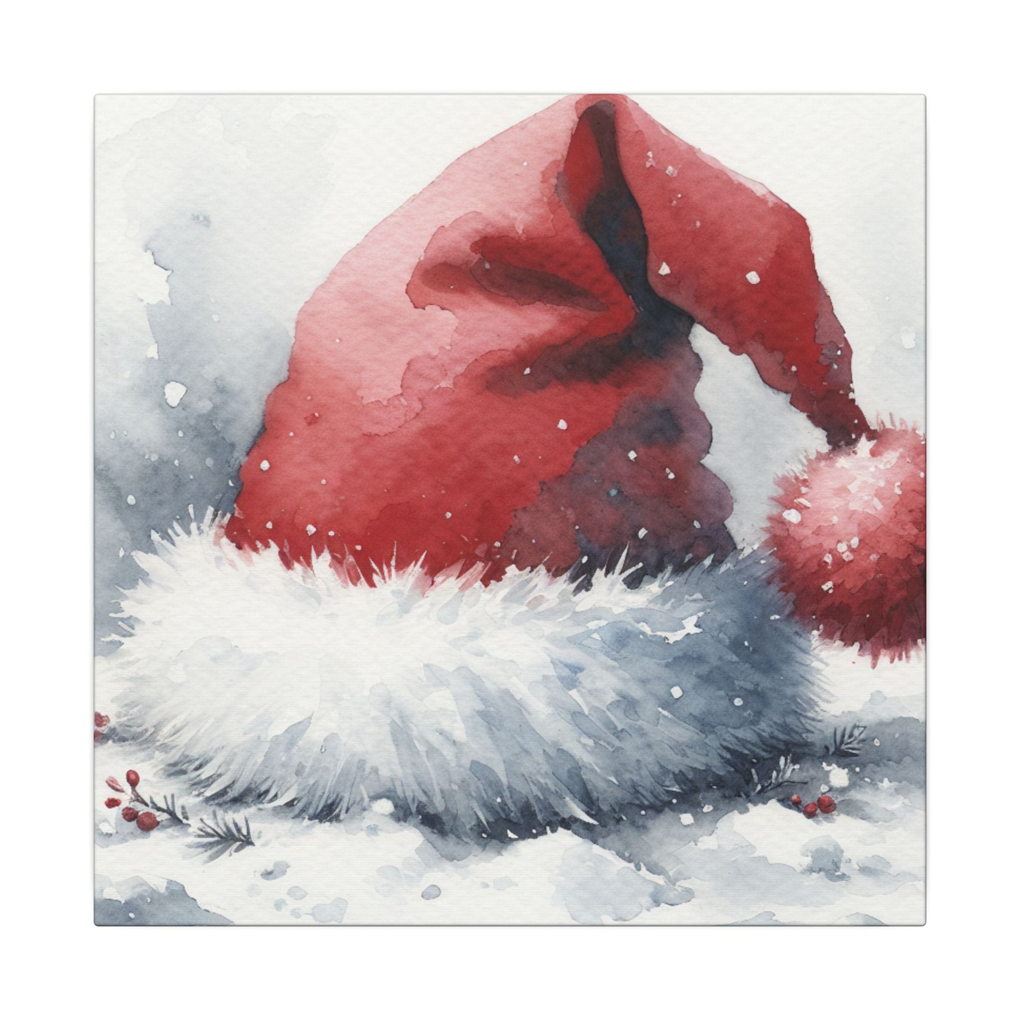 Santa Hat in Snowfall Canvas
