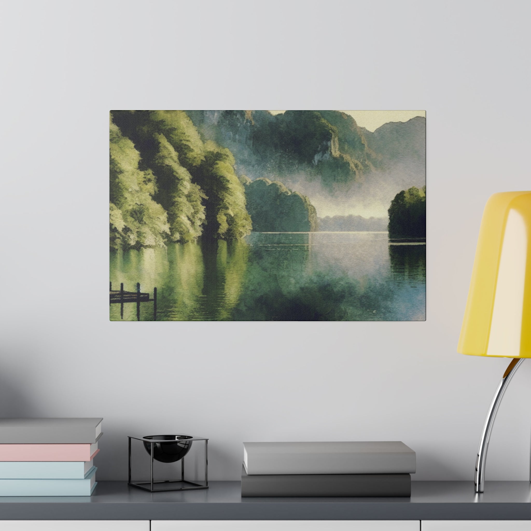 Serene Solitude Lake Whispers Lake Painting Canvas