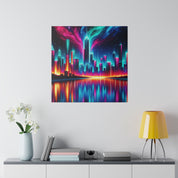 Surreal Neon Art Cityscape City Painting Canvas