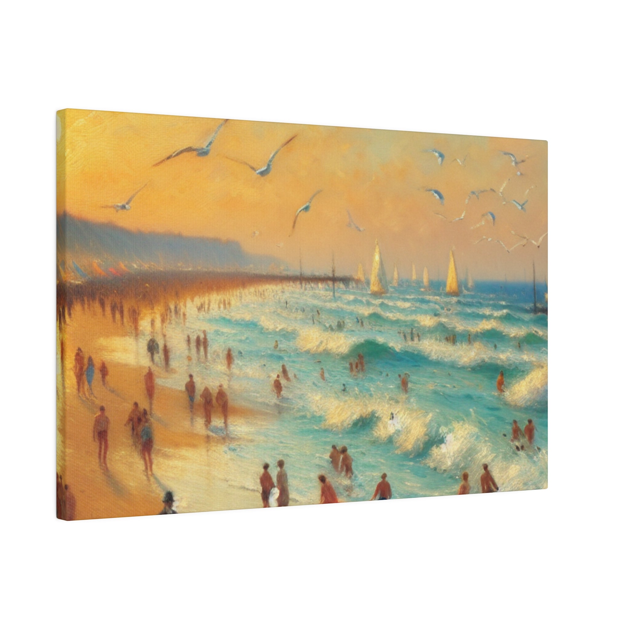 Sunset Serenity Vintage Impressionist Beach Painting Canvas