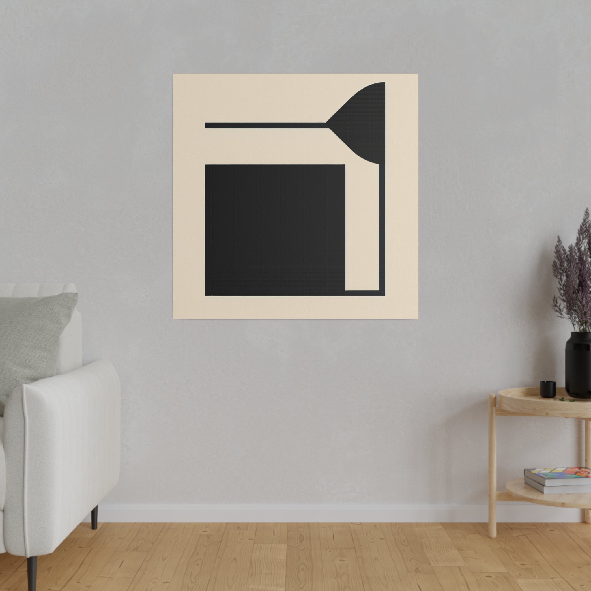 Black and Beige Minimalist Geometric Art Canvas